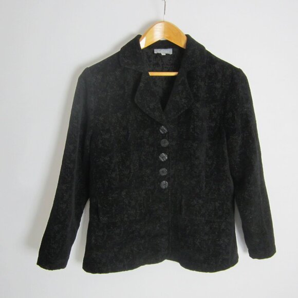 Habitat Womens Small Black Long Sleeve Textured Velour Blazer Jacket S - Picture 1 of 5